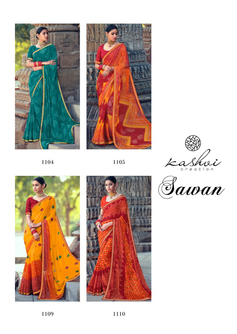 Kashvi Sawan Silk Casual Wear Printed Designer Saree Collection

